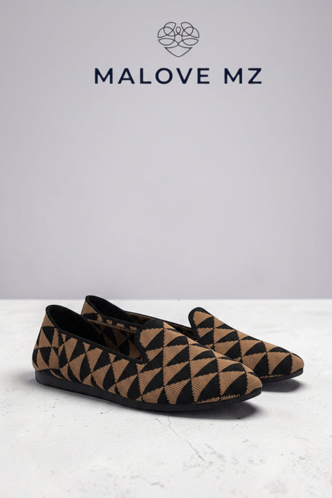 Geometrische Slip-On Loafers mit weicher Sohle – Damen Pendler-Schuhe