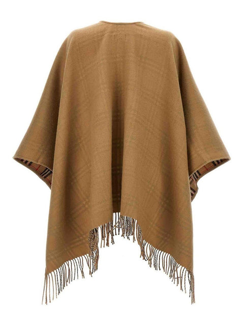 REVERSIBLE CHECK WOOL CAPE