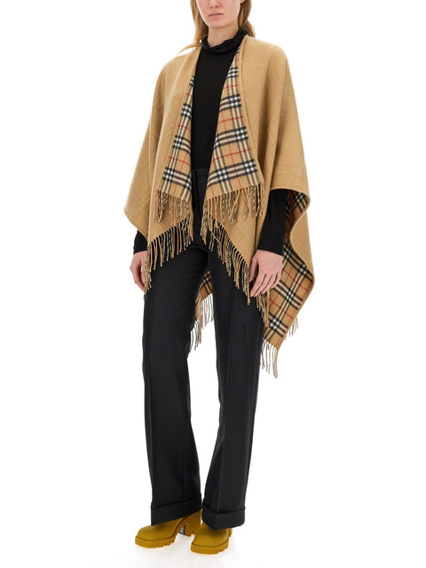 REVERSIBLE CHECK WOOL CAPE