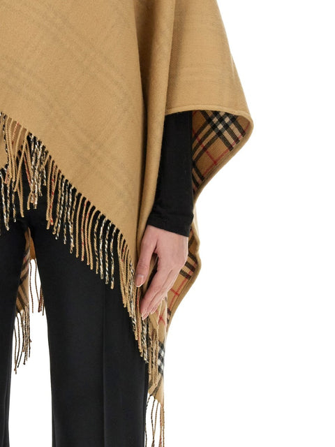 REVERSIBLE CHECK WOOL CAPE