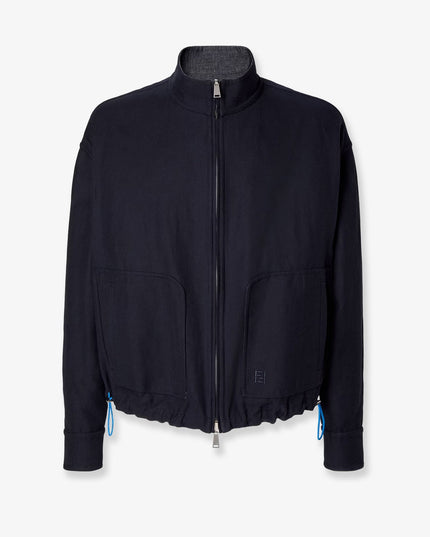 Reversible denim jacket with embroidered FF logo