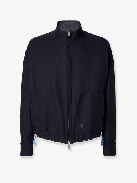Reversible denim jacket with embroidered FF logo