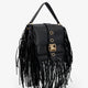 Rider leather shoulder bag with fringed edges