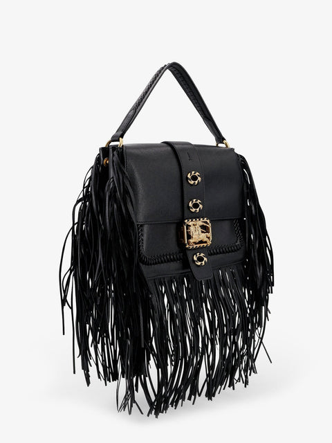 Rider leather shoulder bag with fringed edges