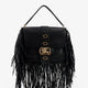 Rider leather shoulder bag with fringed edges