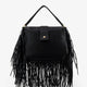 Rider leather shoulder bag with fringed edges