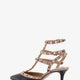 Rockstud leather decolleté slingback