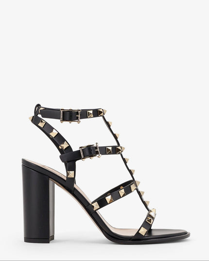 Valentino Garavani | Rockstud Kalbsleder-Sandaletten | Schwarz | Damen