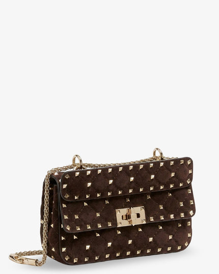 Rockstud Spike suede crossbody bag with all-over studs