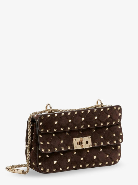 Rockstud Spike suede crossbody bag with all-over studs