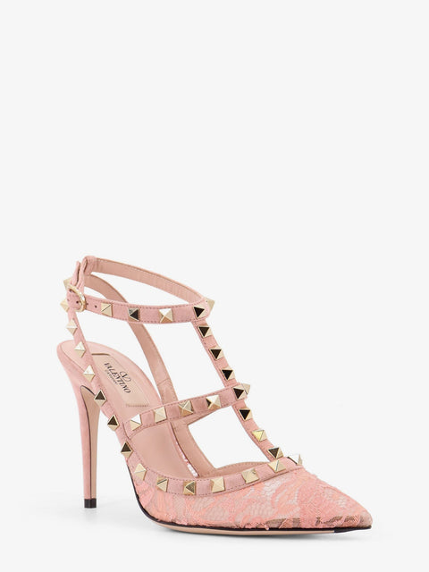 Rockstud suede and lace pumps
