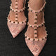 Rockstud suede and lace pumps