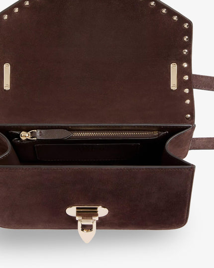 Rockstud suede crossbody bag