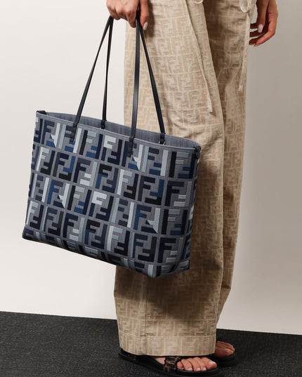 Roll Large jacquard FF fabric tote bag