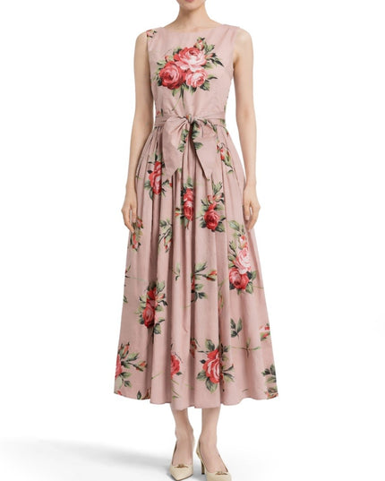 ROSE BOUQUET PRINT MIDI DRESS