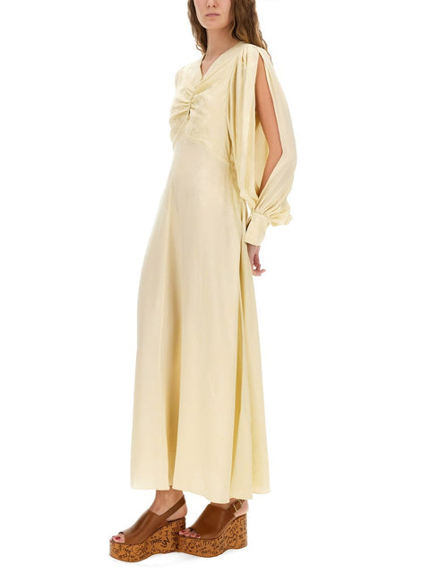 RUCHED SILK DRESS