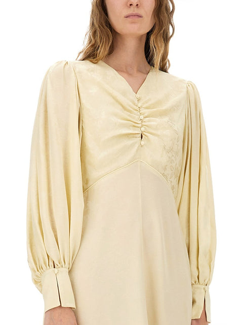 RUCHED SILK DRESS