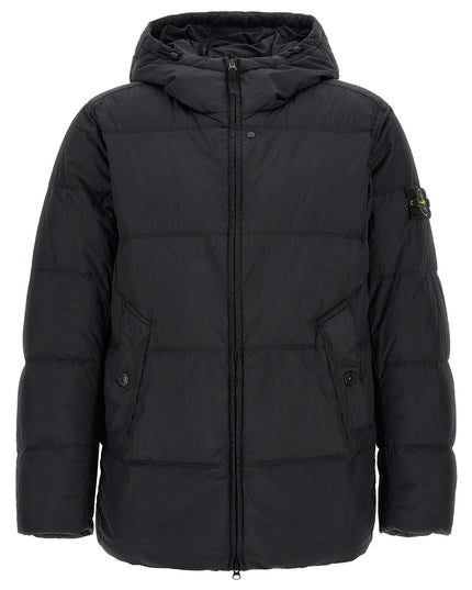 Stone Island | Daunenjacke mit Knitterstruktur | Blau | Herren