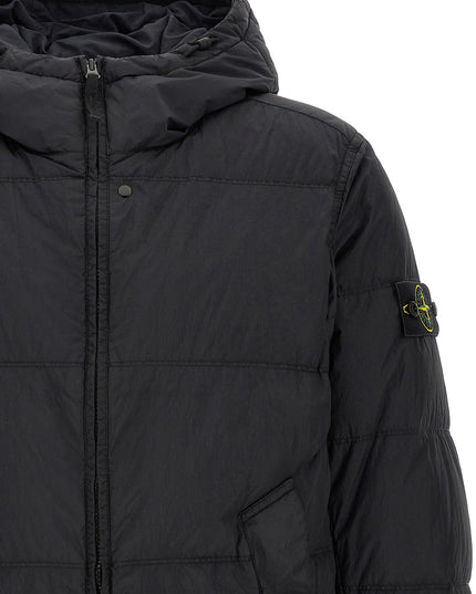 Stone Island | Daunenjacke mit Knitterstruktur | Blau | Herren