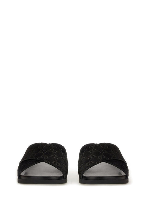SANDAL SLIDER WITH GG PATTERN