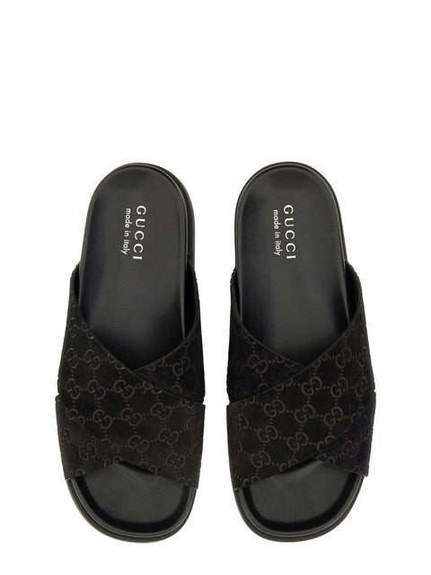 SANDAL SLIDER WITH GG PATTERN