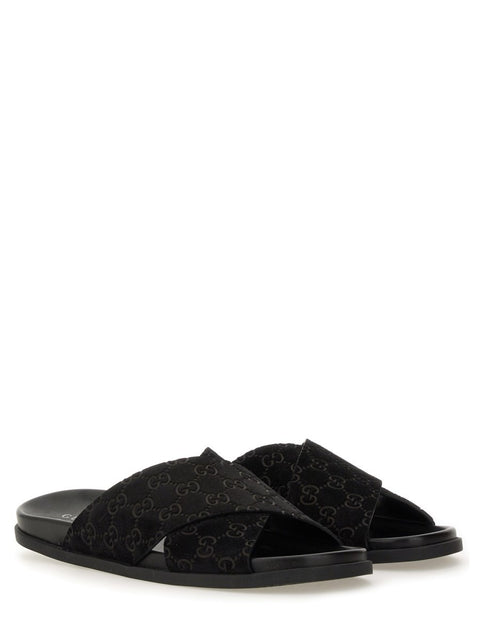 SANDAL SLIDER WITH GG PATTERN