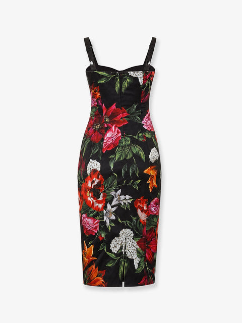 Satin dress with floral print