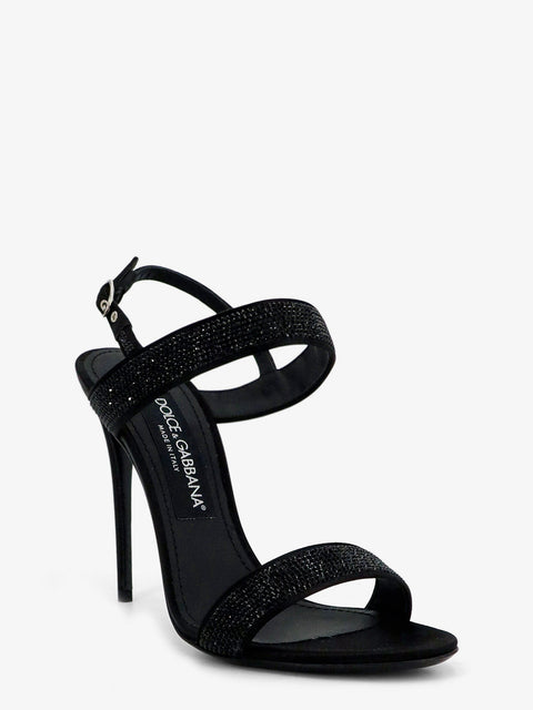 Satin sandals with all-over rhinestones