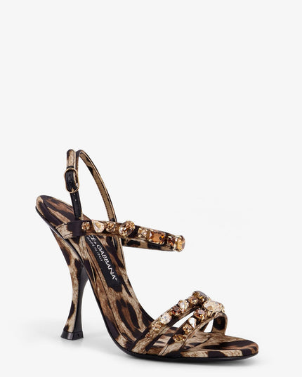 Satin sandals with animal print