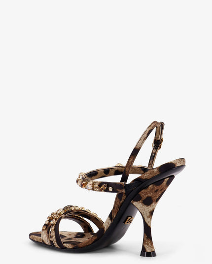 Satin sandals with animal print