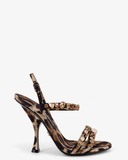 Satin sandals with animal print
