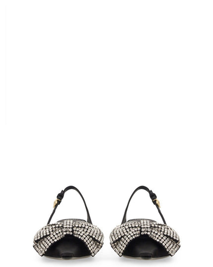SATIN SLING-BACK WITH RHINESTONE EMBROIDERY