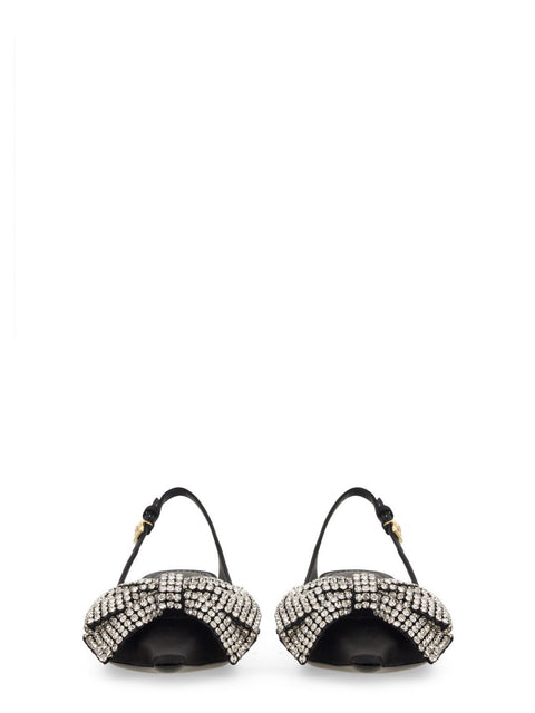 SATIN SLING-BACK WITH RHINESTONE EMBROIDERY
