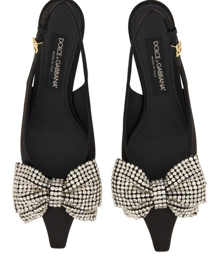SATIN SLING-BACK WITH RHINESTONE EMBROIDERY