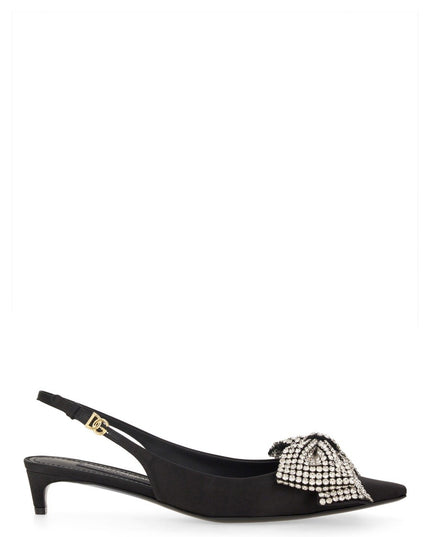 SATIN SLING-BACK WITH RHINESTONE EMBROIDERY