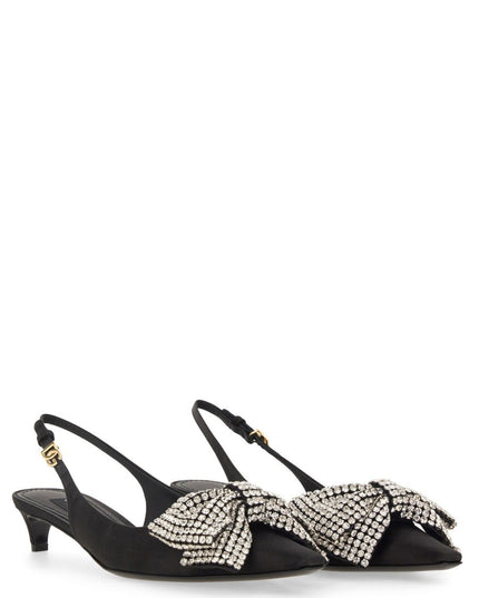 SATIN SLING-BACK WITH RHINESTONE EMBROIDERY