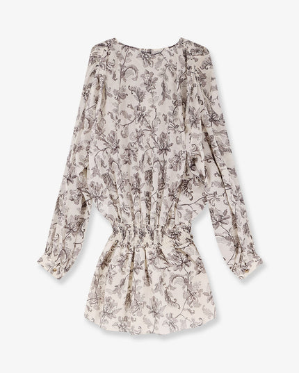Short cotton dress with floral pattern