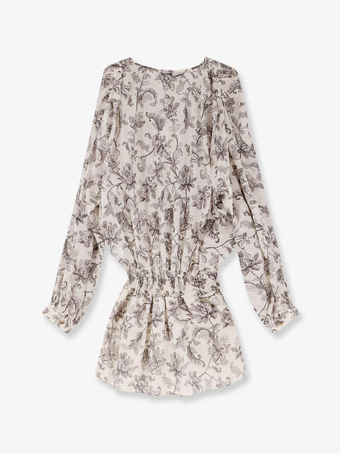 Short cotton dress with floral pattern