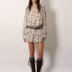 Short cotton dress with floral pattern