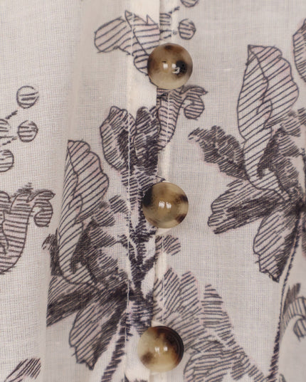 Short cotton dress with floral pattern