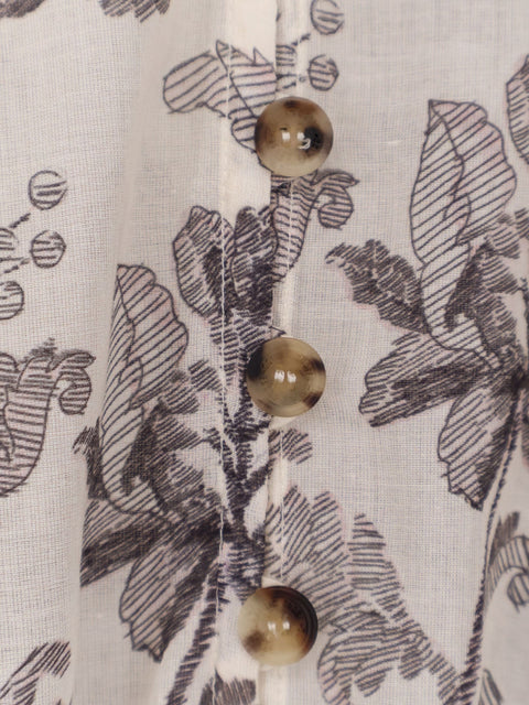 Short cotton dress with floral pattern