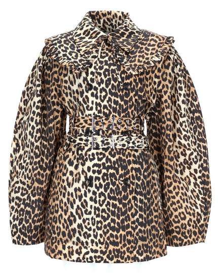 SHORT TRENCH COAT WITH LEOPARD PRINT