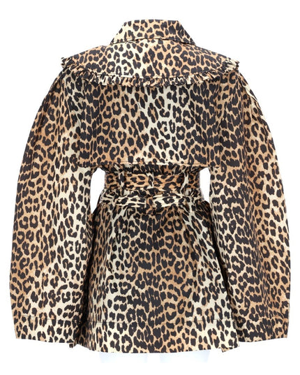 SHORT TRENCH COAT WITH LEOPARD PRINT