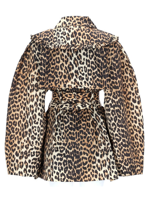 SHORT TRENCH COAT WITH LEOPARD PRINT