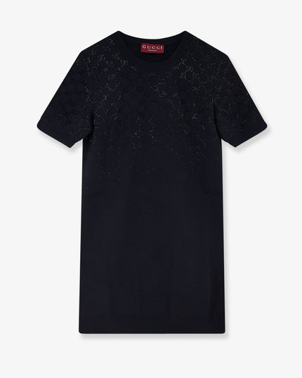 Short wool dress with GG crystals