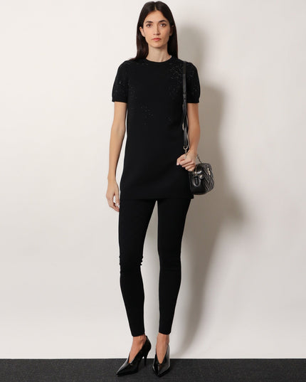 Short wool dress with GG crystals