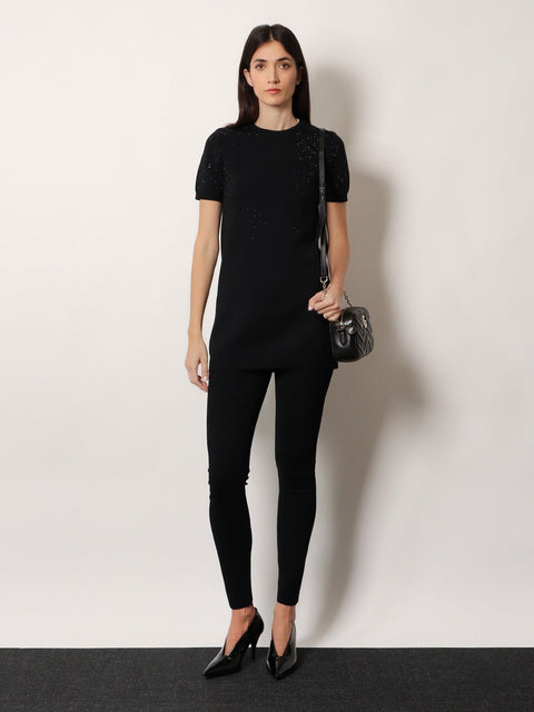 Short wool dress with GG crystals