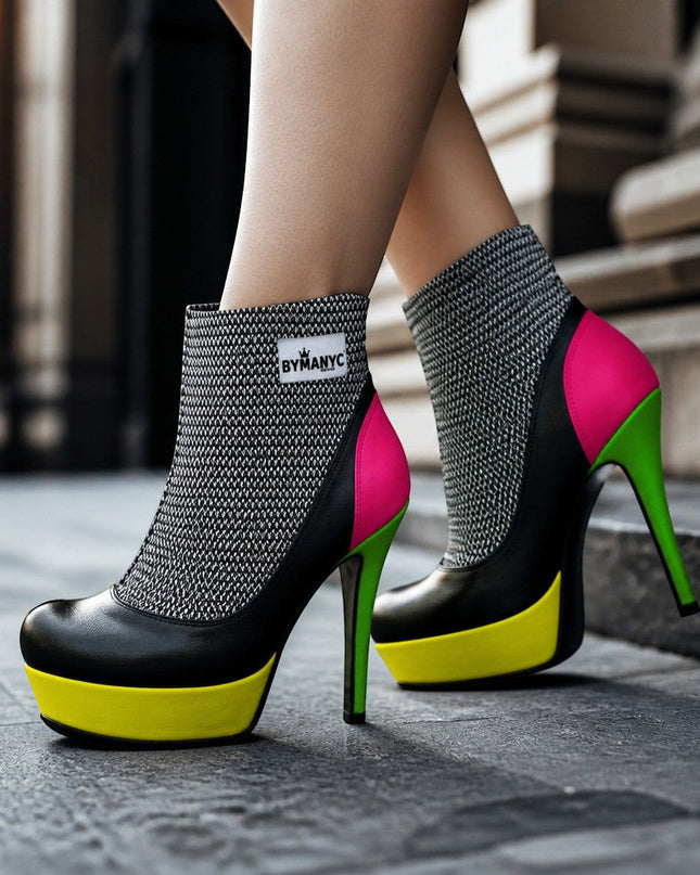 👢 Vegane Plateau-Stiefeletten Fierce | Gelb (Amarillo) | Damen