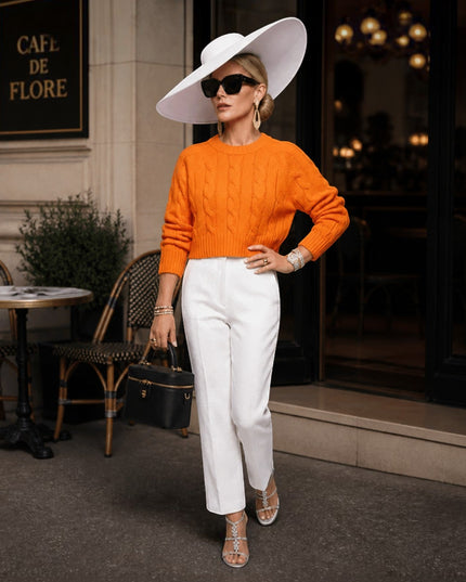 🧶 Damen Pullover Bushwick | New Collection Chic | Orange | One Size