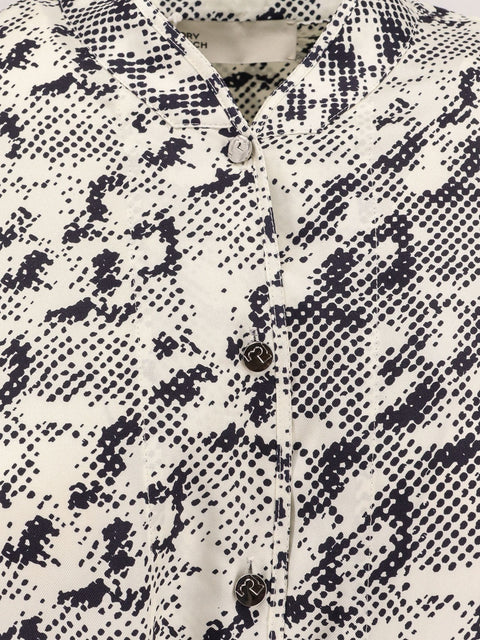 Silk dress with pixelated logo print